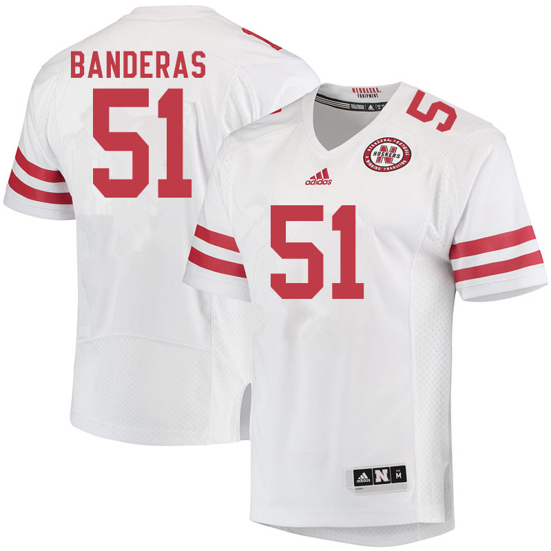 Men #51 Anthony Banderas Nebraska Cornhuskers College Football Jerseys Sale-White - Click Image to Close